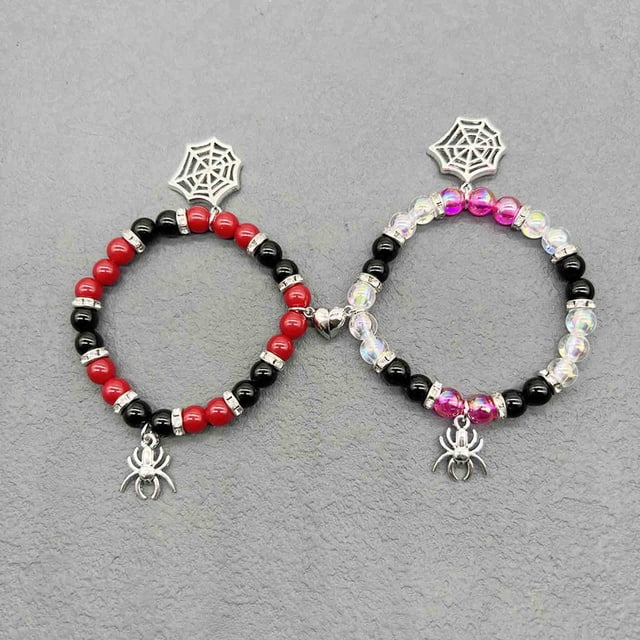 ZZwxWA jusqu'à 65% de Réduction Bracelet Couple Halloween Perles Rouges et Noires Décoration Main Pendentif Araignée Cadeau de Vacances