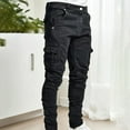 thumbnail image 2 of Mens Jeans Style Side Pencil Pants with Pockets Skinny Fit Jeans Stretch Casual Comfort Outdoor Denim Pants, 2 of 8