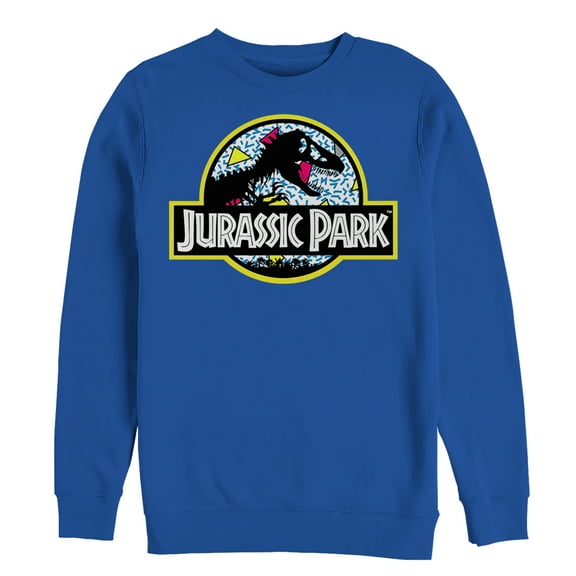 Men's Jurassic Park Retro Party Logo  Sweatshirt Royal Blue Small