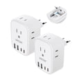 thumbnail image 1 of Adaptador de Enchufe de Viaje LENCENT Blanco con 4 Salidas de CA y 4 USB para Europa, 1 of 7