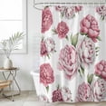 thumbnail image 4 of Pink Floral Bathroom Shower Curtains with 12 Hooks Polyester Waterproof Shower Curtain for Stalls and Bathtubs Spring Summer Modern Flower Leaf Decorative Bathroom Privacy Curtain 72x72 Inches, 4 of 9