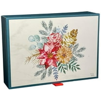 LPG Greetings Holiday Sparkle II - Flowers and Branches Glitter Keepsake Box of 14 Christmas Cards