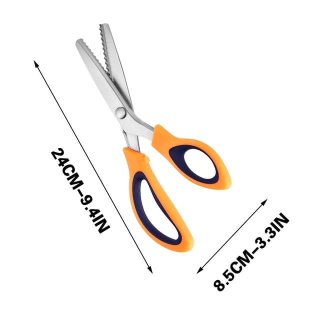 Stainless Steel Cloth Lace Scissors with Sawtooth and Lock, 24x8.5cm Plastic Handle Tooth Cloth Dog Teeth Scissors, Stainless Steel Scissors for Sewing and Crafting