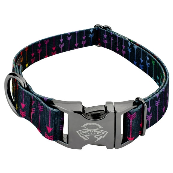 Country Brook Petz® Gunmetal Premium Colorful Arrows Dog Collar, Extra Large