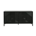 thumbnail image 6 of Christopher Knight Home Modern Geometric 60" Accent Cabinet, Sliding Doors, 2 Drawers, Natural Wood Veneer, Black, 6 of 10