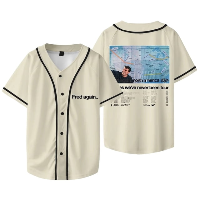 Fred Again Merch Veste de Baseball T-shirt à Manches Courtes à la Mode pour Hommes et Femmes, Style 6,L