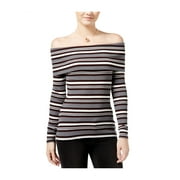 Hippie Rose Womens Striped Off The Shoulder Pullover Blouse blkwhtred M