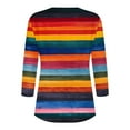 thumbnail image 4 of Dazajoo 3/4 Sleeve T Shirts for Women Plus Size Striped V Neck Tops 2024 Fall Womens Casual Colorblock Henley Shirts,Orange,S, 4 of 5