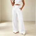 thumbnail image 5 of Bloomae Women's Casual Wide Leg Pants Smocked Elastic High Waist Chic Button Decoration Palazzo Lounge Trousers Loose Comfy Work Business Pants with Pockets, 5 of 6
