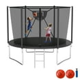 thumbnail image 1 of KOFUN Trampoline with Basketball Hoop, 1500lbs 10FT 12FT 14FT 16FT Trampoline for Adults and Kids, No Gap Design Backyard Trampoline with Enclosure Net, Ladder, Black, 1 of 8