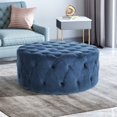 thumbnail image 1 of 40" Round Velvet Storage Ottoman, Button Tufted Accent Coffee Table , For Bedroom, Living RoomBlue, 1 of 5