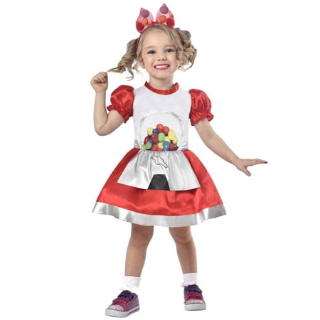 Toddler Girls Gumball Machine Cutie Costume With Gum Ball Dress & Headband 2T