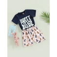 thumbnail image 4 of Elippeo Toddler Boys Summer Outfit Sets 6 12 18 24 Months 3 Years Short Sleeve Letter Print Tops + Bunny/Carrot Print Shorts, 4 of 10