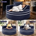 thumbnail image 6 of Lunale 54" Oversized Chaise Lounge Chair Indoor, Round Boneless Cloud Couch, No Assembly Required, Accent Reading Chair for Living Room, Blue Corduroy, 6 of 9