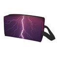 thumbnail image 2 of Goofa Thunderstorm Violet Purple Printed Toiletry Bag with Handle,Large Capacity Travel Makeup Cosmetic Bag for Women, Carry on Airport Airline Compliant Bag, 2 of 9