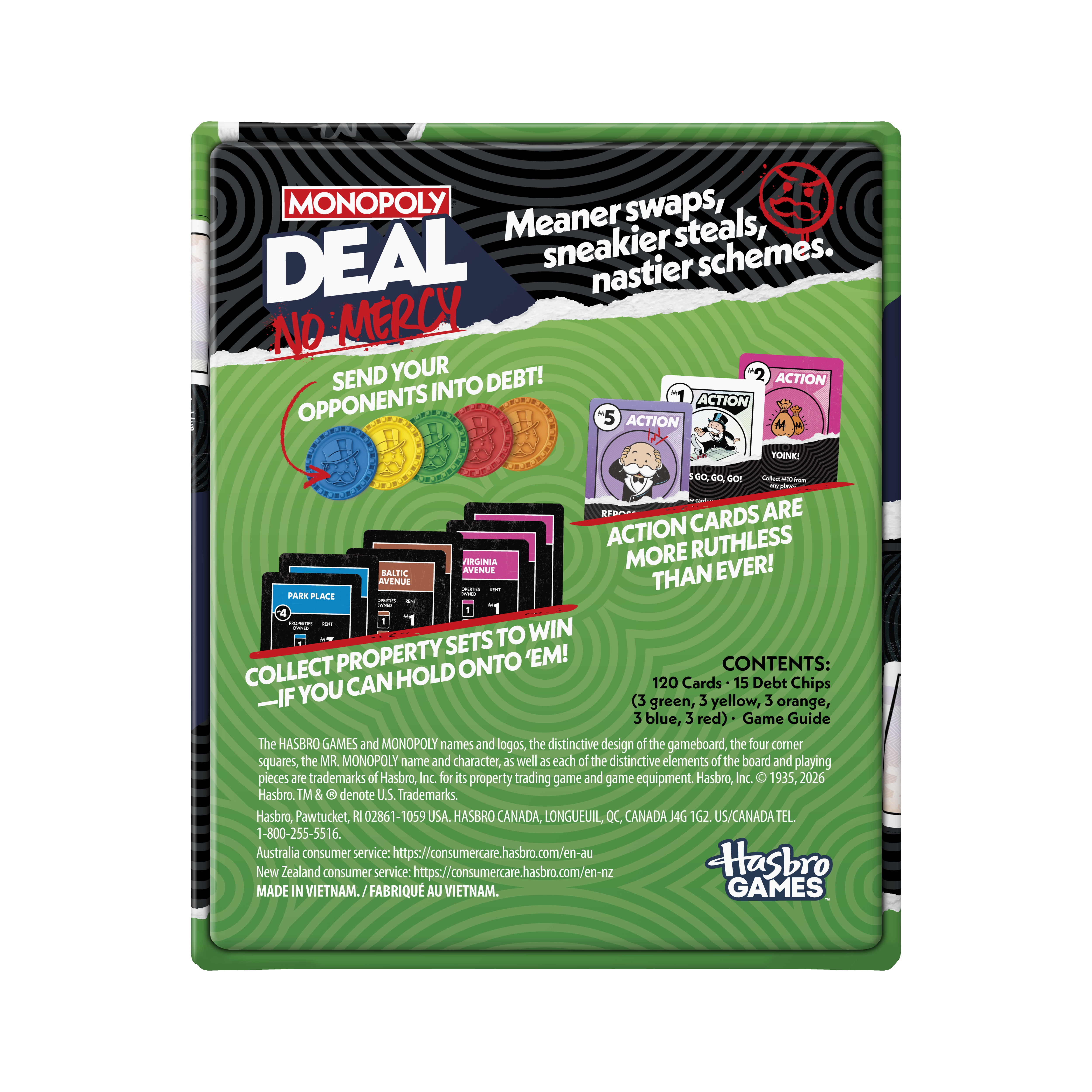 Monopoly Deal No Mercy Card Game, Birthday Gifts, Fun Family Games for Kids, Teens, and Adults, 8+