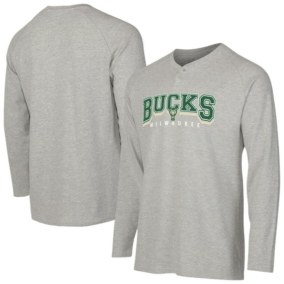 Men's Concepts Sport  Gray Milwaukee Bucks Hawthorn Thermal Knit Long Sleeve Henley T-Shirt