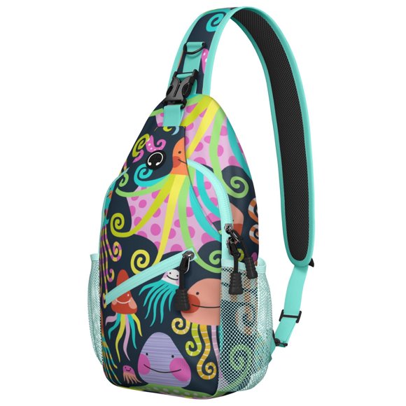 Sac à Bandoulière de Voyage Léger à Motif de Plage et de Corail, Sac à Dos Durable Polyvalent avec Design de Poissons Tropicaux et de Vie Marine pour la Randonnée et l'Utilisation Extérieure