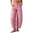 thumbnail image 2 of Women'S Polka-Dot Print High-Waist Seamed Wide-Leg Cropped Casual Pants Pink XXL, 2 of 7