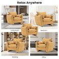 thumbnail image 5 of GNIXUU Chenille Oversized Accent Armchair, 35.8 " Wide Comfy Upholstered Reading Armchairs with Removable Pillows & Side Pockets, Modern Lounge Chairs for Small Living Room, Bedroom, Office,Yellow, 5 of 6