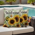 thumbnail image 4 of Sunflower Outdoor Waterproof Pillow Covers, Summer Botanical Floral Sage Green Plaid Decorative Square Throw Pillowcase Sofa Cushion Sham for Patio/Couch/Chair, 26"x26" 2 Pack, 4 of 8