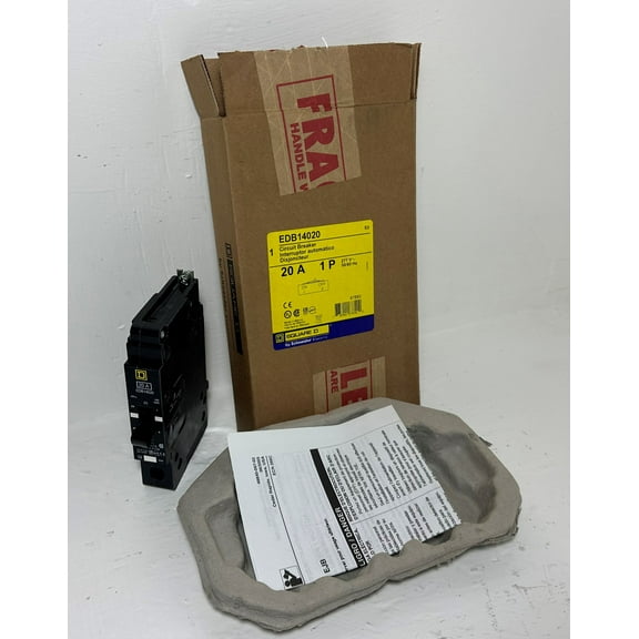 NEW Square D EDB14020 20A Circuit Breaker 1 Pole 18kA @ 277/240 VAC 20 Amp NIB