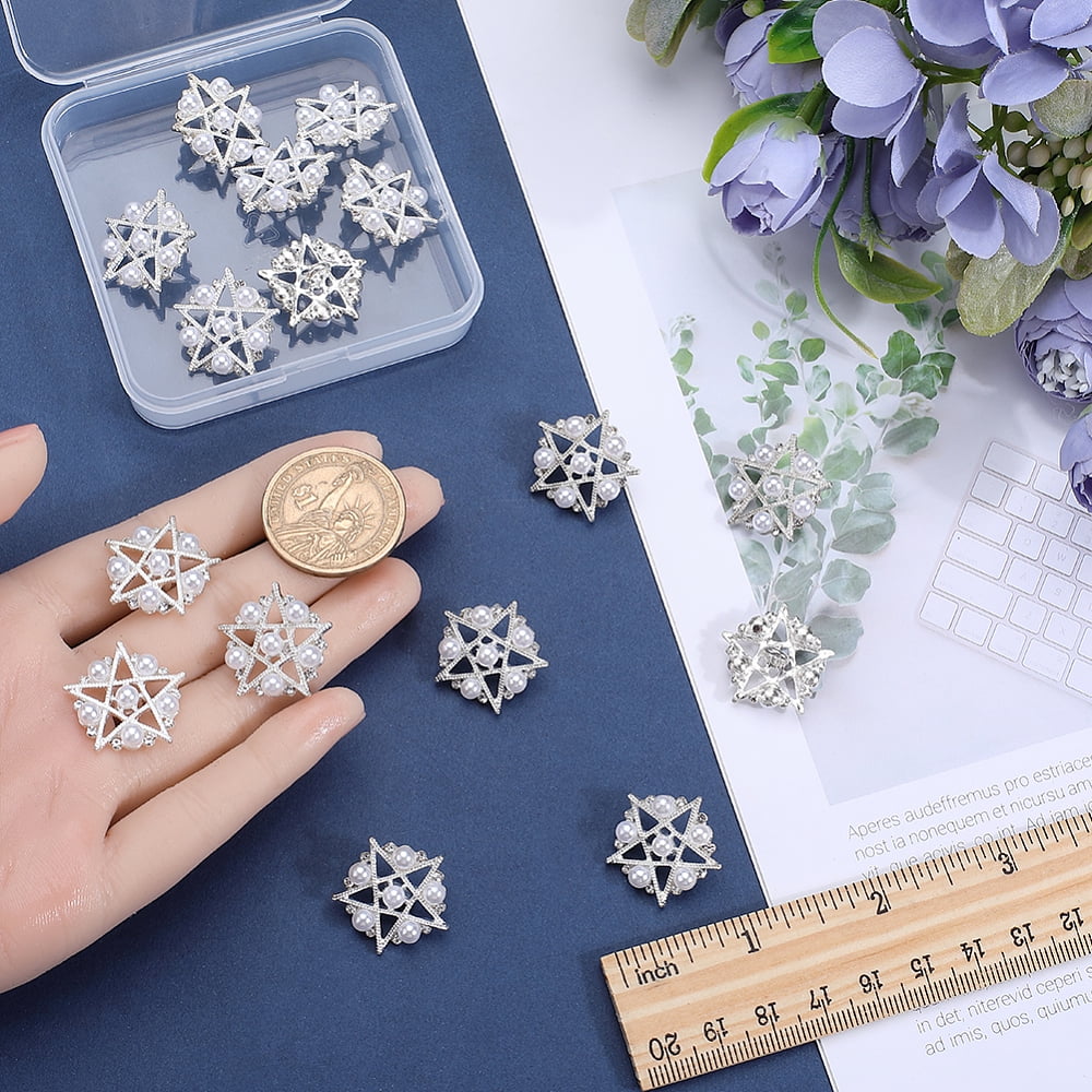 16Pcs Rhinestone Star Buttons Flower&Star Shaped Buttons Silver Alloy Shank Button Replacement Decorative Buttons for Crafts Sweater