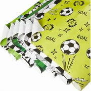 12Pcs 6 Styles Football Gift Wrap Roll Soccer Wrapping Paper Folded Flat White Black Sports Soccer Ball Print Art Paper for Theme Birthday Party Season Games Gift Wrapping Crafts 20 x 27 inch DIY