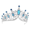 thumbnail image 1 of Unique Bargains Women Faux Crystal Queen Crowns Tiara Rhinestone Tiaras Bride Party Cosplay Tiaras Silver Tone Dark Blue, 1 of 7