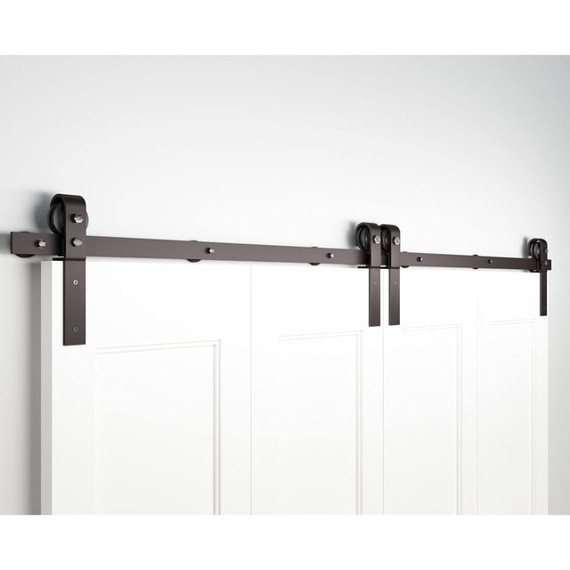 Juego de herrajes para puerta de granero Stone Harbor, 183 cm, negro mate