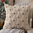 thumbnail image 6 of Set of 2 Christmas Throw Pillow Covers - 18 x 18-Inch Embroidered Christmas Tree Pillowcase - Soft Plush Polyester Fabric Xmas Winter Throw Pillow Cases - Holiday Decor for Sofa Living Room (Beige), 6 of 6