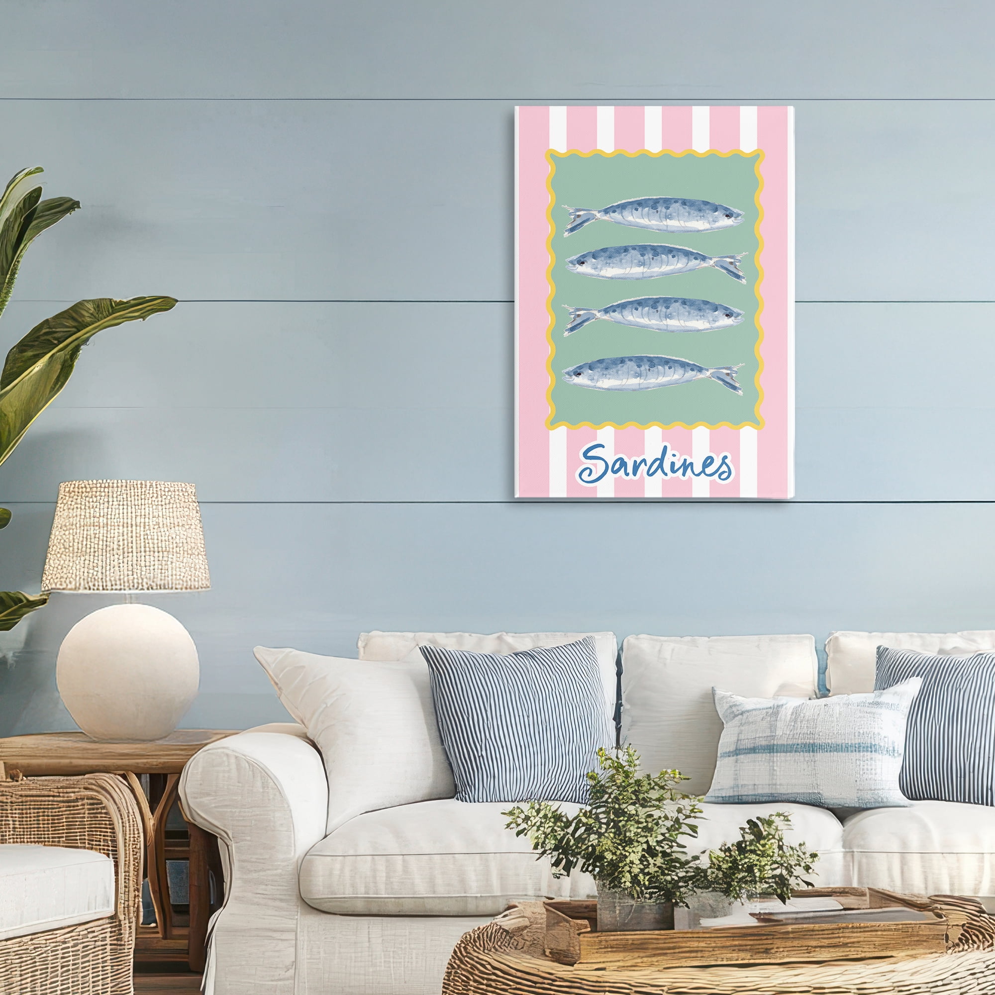 Stupell Industries Pastel Striped Sardines Canvas Wall Art, design by Patricia Pinto