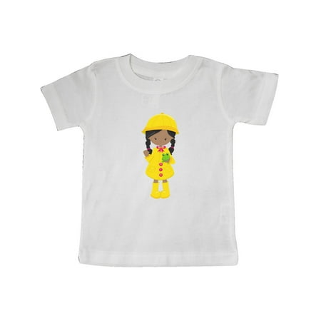 

Inktastic African American Girl Yellow Raincoat Frog Gift Baby Girl T-Shirt