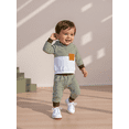 thumbnail image 6 of BemeyourBBs Toddler Baby Boy Fall Winter Outfit Newborn Infant Baby Boys Clothes 0 6 12 18 24 Months 2 3 Years Waffled Stripe Long Sleeve Hoodies Top Elastic Waist Pockets Jogger Pants 2 Pcs Set, 6 of 9