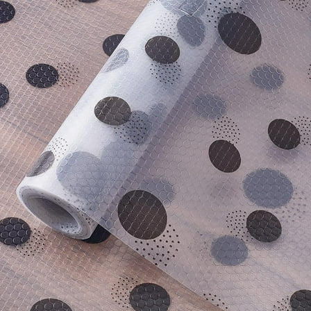 Round Dot Shelf Liner Kitchen Clear Drawer Liners Cabinet Mats Non Adhesive PEVA Shelf Liners Non-Slip Washable Waterproof Oilproof Pad Protectors for Fridge Closet Cupboard 11.81x118.11in black