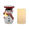 thumbnail image 5 of Mr. Christmas 6-Inch Ceramic Lit Snowman Candle Holder and Flameless Candle, Traditional, Timer Operated, 5 of 6