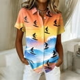 thumbnail image 2 of Hawaiian Womens Shirt Short Sleeve Button Down Aloha Shirt Casual Stylish Beach Vacation Blouses, 2 of 5