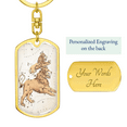 thumbnail image 3 of Celestial Lion Stainless Steel or 18k Gold Premium Swivel Dog Tag Keychain, 3 of 16