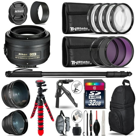Image of Nikon AFS 35mm 1.8 - 3 Lens Kit + Tripod + Backpack - 32GB Accessory Bundle
