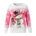 thumbnail image 4 of WEAIXIMIUNG Chandail en Molleton Femme Mignon Mode Hiver Décontracté Bonhomme de Neige Flocon de Neige Imprimé de Noël Col Rond Manches Longues Sweat à Capuche, 4 of 4