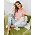 thumbnail image 5 of Ekouaer 2-Pack Womens Pajama Sets Soft Short Sleeve Sleepwear with Long Pants & Pockets Printed Lounge Set, 5 of 7