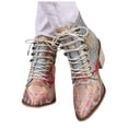 thumbnail image 7 of IUJSOY Ankle Boots for Women Elegant Floral Embroidery Chunky Heel Lace up Dress Short Booties, 7 of 7