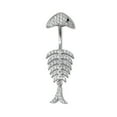 thumbnail image 5 of QQTDFG 925 Sterling Silver Fish Bone Crystal Belly Bar Button Navel Ring Piercing A4404-8mm, 5 of 8