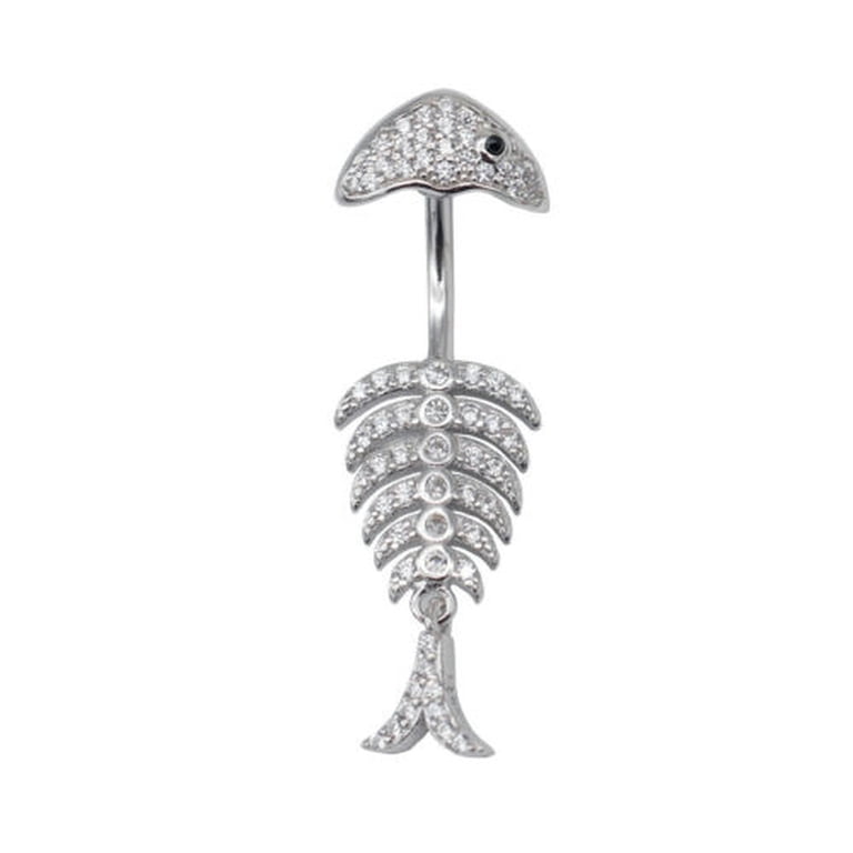 fish lure belly button rings Unicorn of The Sea Ring 316L Colorful Genuine Feather Belly