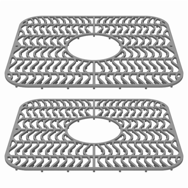 2 Pzas de Tapete Protector de Fregadero Antideslizante para Fregadero de Cocina, Tapete Flexible de Silicona con Agujero de Drenaje, Apto para Lavavajillas, para Vajilla de Cocina y Platos