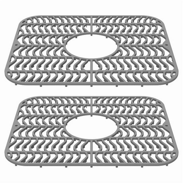 2 Pzas de Tapete Protector de Fregadero Antideslizante para Fregadero de Cocina, Tapete Flexible de Silicona con Agujero de Drenaje, Apto para Lavavajillas, para Vajilla de Cocina y Platos