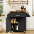 thumbnail image 2 of Carrito de Cocina Madera Carrito de Almacenamiento con Estante Ajustable Isla de Cocina Negro FurnitureR hogar, 2 of 6