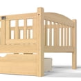 thumbnail image 6 of URTR Twin Size Montessori Platform Bed with Full-length Guardrails and 2 Drawers, Wooden Twin Low Profile Platform Bedframe with Cute Headboard for Bedroom, Natural, 6 of 9