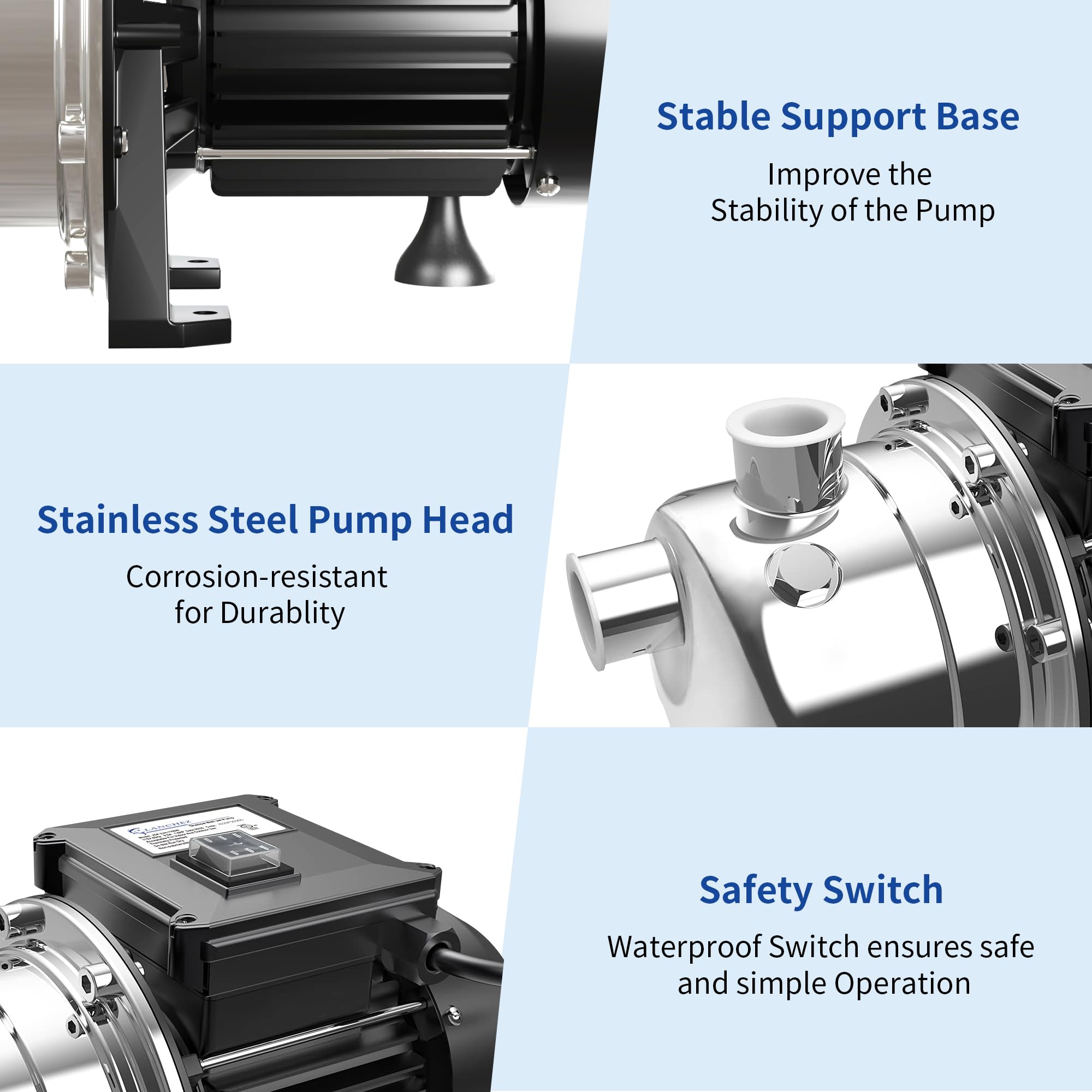 Lanchez 1/2 HP, 115 V, Black Corded Electric Shallow Well Water Transfer Pump, 16 GPM