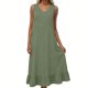 thumbnail image 2 of TaTaai Women's V-Neck Maxi Dress Sleeveless Linen Feel Solid Color Casual Pocket Detail Slip Dress Loose Fit Summer Dress Gift, 2 of 5